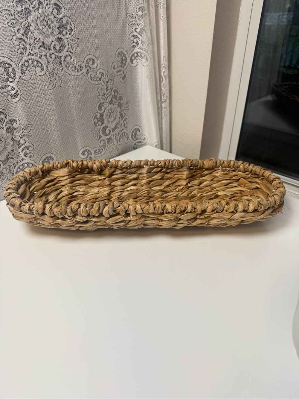 Handwoven Natural Seagrass Tray - Oval Decorative Basket